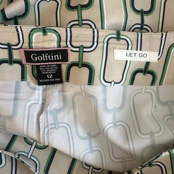 Golftini Skort Sz 12 Khaki Green Print Golf Tennis Pickleball Active Skirt - Picture 9 of 9